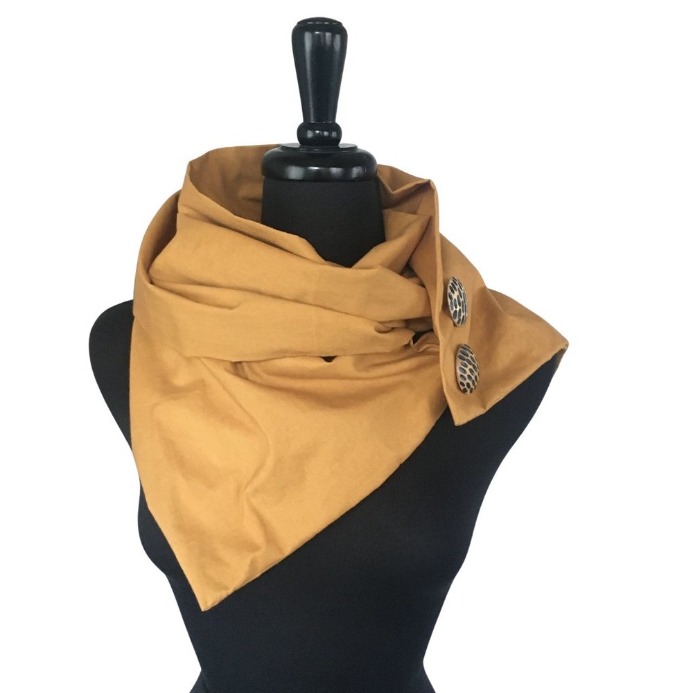 Handmade Mustard Yellow Cotton Wrap Neck Warmer Scarf Cowl